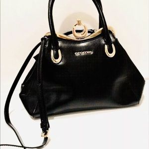 Cromia Leather Crossbody Black Gold Made In Italy.